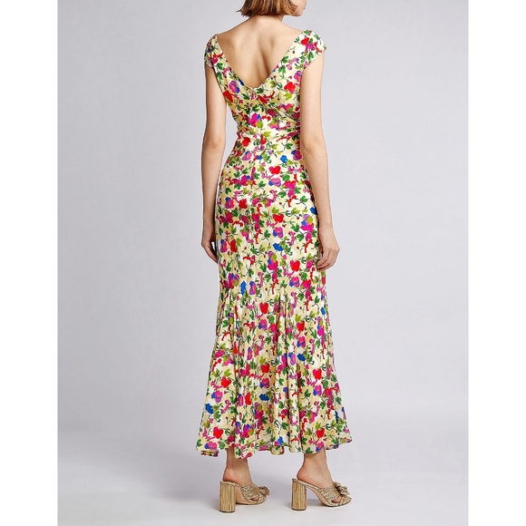 NWOT Saloni 90s Daphne-C Garden Party Silk Floral Slip Maxi Dress - Picture 15 of 16
